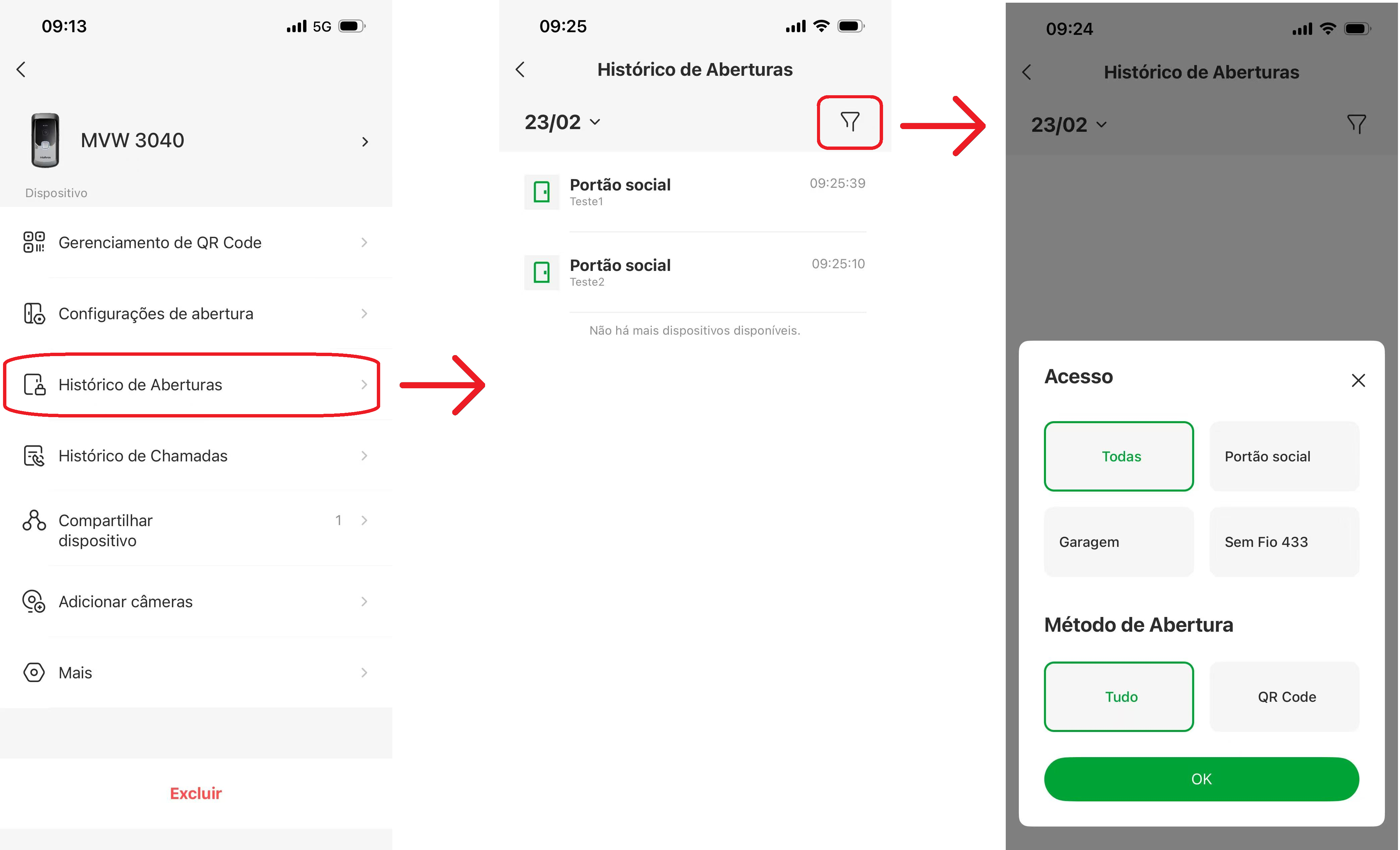 Histórico de Aberturas